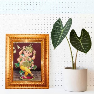Nritya Ganapati. Golden Designer Photo Frame | 12x16 Inch Religious Wall Hanging Frame For Home & Office Decoration | Hindu Deity Spiritual Gift Item Nritya Ganapati. Golden Designer Photo Frame | 12x16 Inch Religious Wall Hanging Frame For Home & Office Decoration | Hindu Deity Spiritual Gift Item