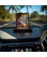 Car Desk/Table Top Lord Krishna Wooden Photo Stand 3x4 Inches, Compact & Stylish Spiritual Display For Car, Home & Office (Pack Of 1) (F14402)