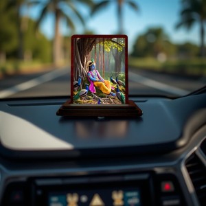 Car Desk/Table Top Lord Krishna Wooden Photo Stand 3x4 Inches, Compact & Stylish Spiritual Display For Car, Home & Office (Pack Of 1) (F14402) Car Desk/Table Top Lord Krishna Wooden Photo Stand 3x4 Inches, Compact & Stylish Spiritual Display For Car, Home & Office (Pack Of 1) (F14402)