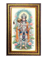 Lord Hanuman Digital Golden Balck Color Photo Frame | Hindu Religious Wall Decor | 10x16 Inches - Inspirational Wall Art For Office, Home Decor - Ideal Spiritual Gift (F16487)