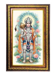 Lord Hanuman Digital Golden Balck Color Photo Frame | Hindu Religious Wall Decor | 10x16 Inches - Inspirational Wall Art For Office, Home Decor - Ideal Spiritual Gift (F16487)