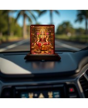 Car Desk/Table Top Goddess Lakshmi Wooden Photo Stand 3x4 Inches, Compact & Stylish Spiritual Display For Car, Home & Office (Pack Of 1) (F14607)