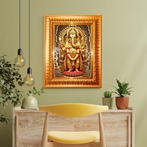 Lord Ganesha Golden Designer Photo Frame | 18x22 Inch Religious Wall Hanging Frame For Home & Office Decoration | Hindu Deity Spiritual Gift Item Lord Ganesha Golden Designer Photo Frame | 18x22 Inch Religious Wall Hanging Frame For Home & Office Decoration | Hindu Deity Spiritual Gift Item