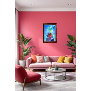 Beautiful Thulasi Tree Photo Frame For Wall & Table | 7x9 Inch Golden Cherry Finish | Decorative Beautiful Thulasi Tree Photo Frame For Home, Office & Pooja Room (F11529)