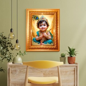 Maa Kaali Golden Designer Photo Frame | 16x20 Inch Religious Wall Hanging Frame For Home, Office Decoration and Spiritual Gift Item (M2)