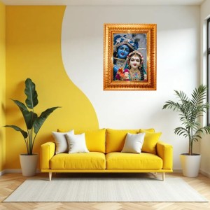 Shree Radha Shree Krishna Golden Designer Photo Frame | 10x14 Inch Religious Wall Hanging Frame For Home, Office Decoration and Spiritual Gift Item Shree Radha Shree Krishna Golden Designer Photo Frame | 10x14 Inch Religious Wall Hanging Frame For Home, Office Decoration and Spiritual Gift Item