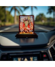 Car Desk/Table Top Maa Kali Matha Wooden Photo Stand 3x4 Inches, Compact & Stylish Spiritual Display For Car, Home & Office (Pack Of 1) (F14143)