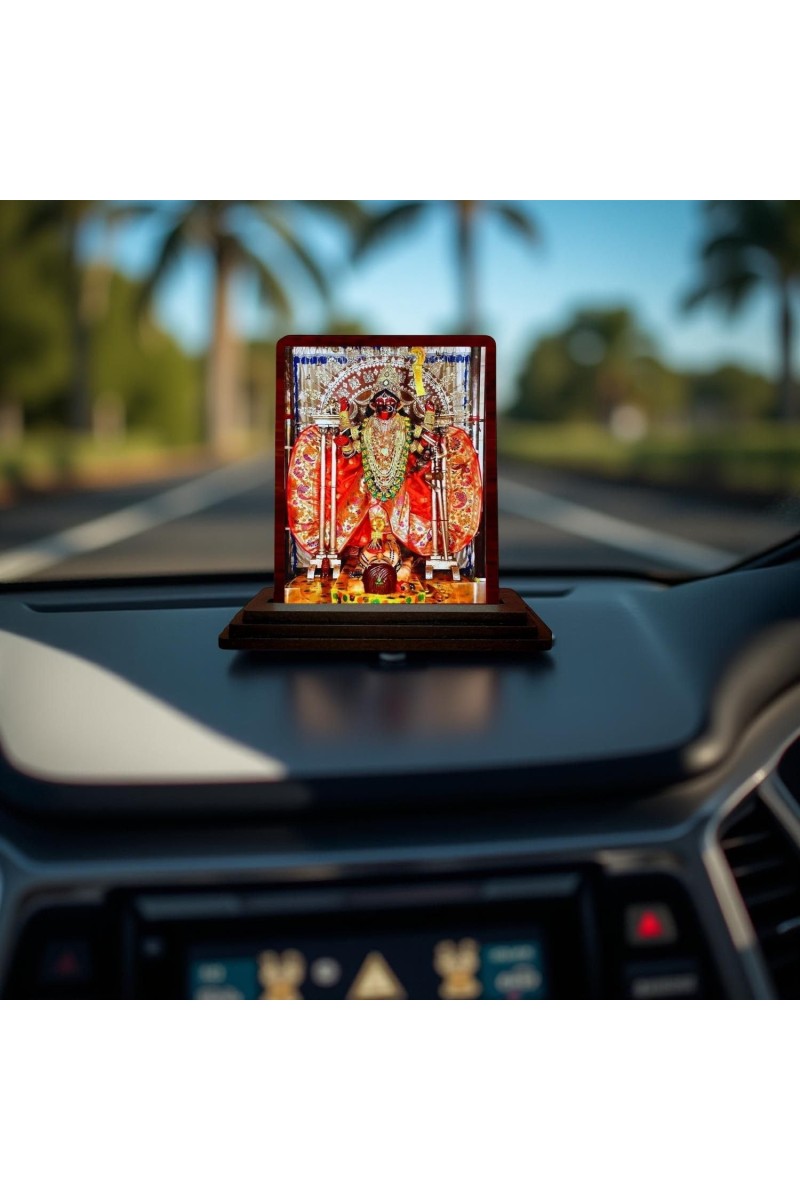Car Desk/Table Top Maa Kali Matha Wooden Photo Stand 3x4 Inches, Compact & Stylish Spiritual Display For Car, Home & Office (Pack Of 1) (F14143)