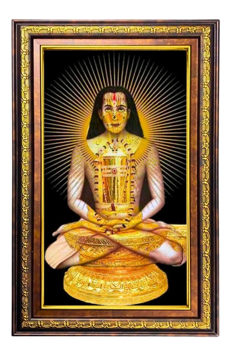 Mahavatar Babaji Digital Golden Balck Color Photo Frame | Hindu Religious Wall Decor | 10x16 Inches - Inspirational Wall Art For Office, Home Decor - Ideal Spiritual Gift (F16642)