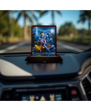 Car Desk/Table Top Lord Shiva And Shri Krishna Wooden Photo Stand 3x4 Inches, Compact & Stylish Spiritual Display For Car, Home & Office (Pack Of 1) (F14133)