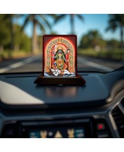 Car Desk/Table Top Maa Kali Matha Wooden Photo Stand 3x4 Inches, Compact & Stylish Spiritual Display For Car, Home & Office (Pack Of 1) (F14140)