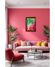 Radha Krishna Photo Frame For Wall & Table | 7x9 Inch Golden Cherry Finish | Decorative Radha Krishna Photo Frame For Home, Office & Pooja Room (F11657)