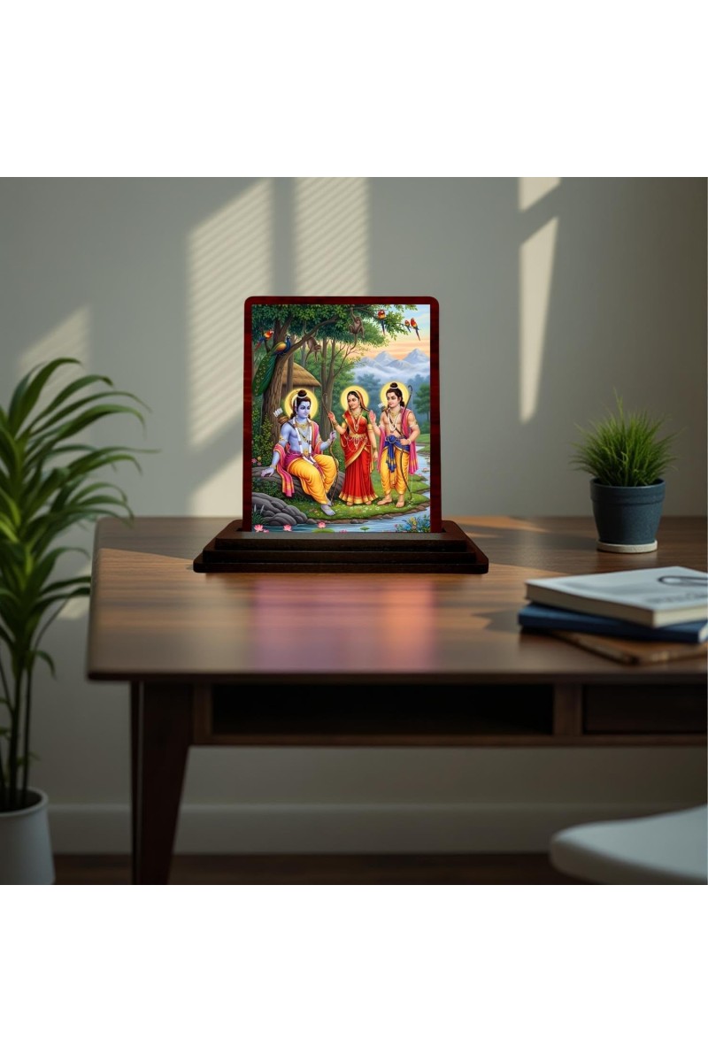 Car Desk/Table Top Lord RamSiya Wooden Photo Stand 3x4 Inches, Compact & Stylish Spiritual Display For Car, Home & Office (Pack Of 1) (F15193)