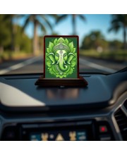 Lord Ganesha Wooden Photo Stand | Car Desk/Table Top 3x4 Inches | Compact & Stylish Spiritual Display For Car, Home & Office (Pack Of 1) (F14575)