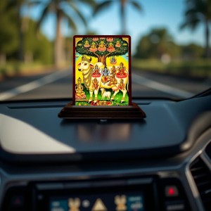 Car Desk/Table Top Gau Mata Wooden Photo Stand 3x4 Inches, Compact & Stylish Spiritual Display For Car, Home & Office (Pack Of 1) (F15059)