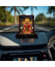 Car Desk/Table Top Goddess Lakshmi Wooden Photo Stand 3x4 Inches, Compact & Stylish Spiritual Display For Car, Home & Office (Pack Of 1) (F14377)