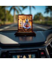 Car Desk/Table Top Lord Shiva Wooden Photo Stand 3x4 Inches, Compact & Stylish Spiritual Display For Car, Home & Office (Pack Of 1) (F14531)