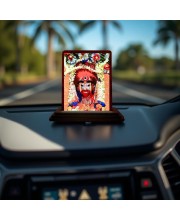 Car Desk/Table Top Lord Jagannath Wooden Photo Stand 3x4 Inches, Compact & Stylish Spiritual Display For Car, Home & Office (Pack Of 1) (F14464)