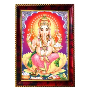 Lord Ganapathi Photo Frame For Wall & Table | 7x9 Inch Golden Cherry Finish | Decorative Lord Ganapathi Photo Frame For Home, Office & Pooja Room (F11822)