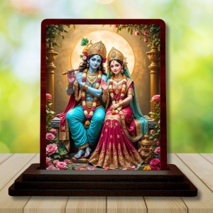 Car Desk/Table Top Radha Krishna Wooden Photo Stand 3x4 Inches, Compact & Stylish Spiritual Display For Car, Home & Office (Pack Of 1) (F14363) Car Desk/Table Top Radha Krishna Wooden Photo Stand 3x4 Inches, Compact & Stylish Spiritual Display For Car, Home & Office (Pack Of 1) (F14363)