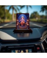 Car Desk/Table Top Lord Ganesha Wooden Photo Stand 3x4 Inches, Compact & Stylish Spiritual Display For Car, Home & Office (Pack Of 1) (F14519)