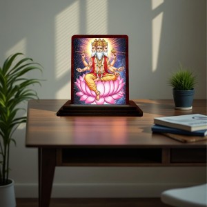 Car Desk/Table Top Lord Bramha Wooden Photo Stand 3x4 Inches, Compact & Stylish Spiritual Display For Car, Home & Office (Pack Of 1) (F14568) Car Desk/Table Top Lord Bramha Wooden Photo Stand 3x4 Inches, Compact & Stylish Spiritual Display For Car, Home & Office (Pack Of 1) (F14568)