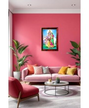 Radha Krishna Photo Frame For Wall & Table | 7x9 Inch Golden Cherry Finish | Decorative Radha Krishna Photo Frame For Home, Office & Pooja Room (F11646)