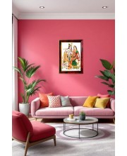 Radha Krishna Photo Frame For Wall & Table | 7x9 Inch Golden Cherry Finish | Decorative Radha Krishna Photo Frame For Home, Office & Pooja Room (F11393)