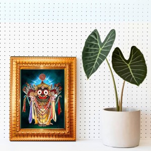 Lord Jagannath Golden Designer Photo Frame | 12x16 Inch Religious Wall Hanging Frame For Home & Office Decoration | Hindu Deity Spiritual Gift Item Lord Jagannath Golden Designer Photo Frame | 12x16 Inch Religious Wall Hanging Frame For Home & Office Decoration | Hindu Deity Spiritual Gift Item