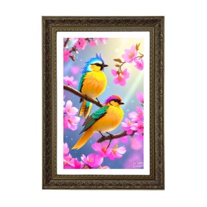 Blue-and-Yellow Macaws Big Photo Frame - 20x28 Inches For Home,Temple & Office Decoration (F10683)