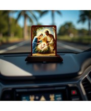 Car Desk/Table Top Jesus Child Wooden Photo Stand 3x4 Inches, Compact & Stylish Spiritual Display For Car, Home & Office (Pack Of 1) (F14502)