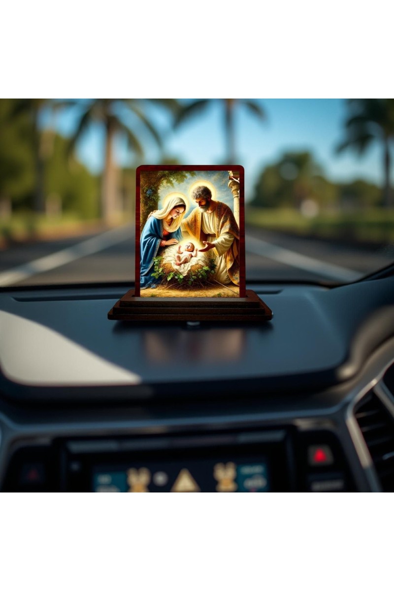 Car Desk/Table Top Jesus Child Wooden Photo Stand 3x4 Inches, Compact & Stylish Spiritual Display For Car, Home & Office (Pack Of 1) (F14502)