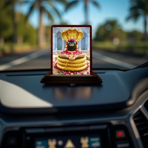 Car Desk/Table Top Jyothirlingam Wooden Photo Stand 3x4 Inches, Compact & Stylish Spiritual Display For Car, Home & Office (Pack Of 1) (F14472)