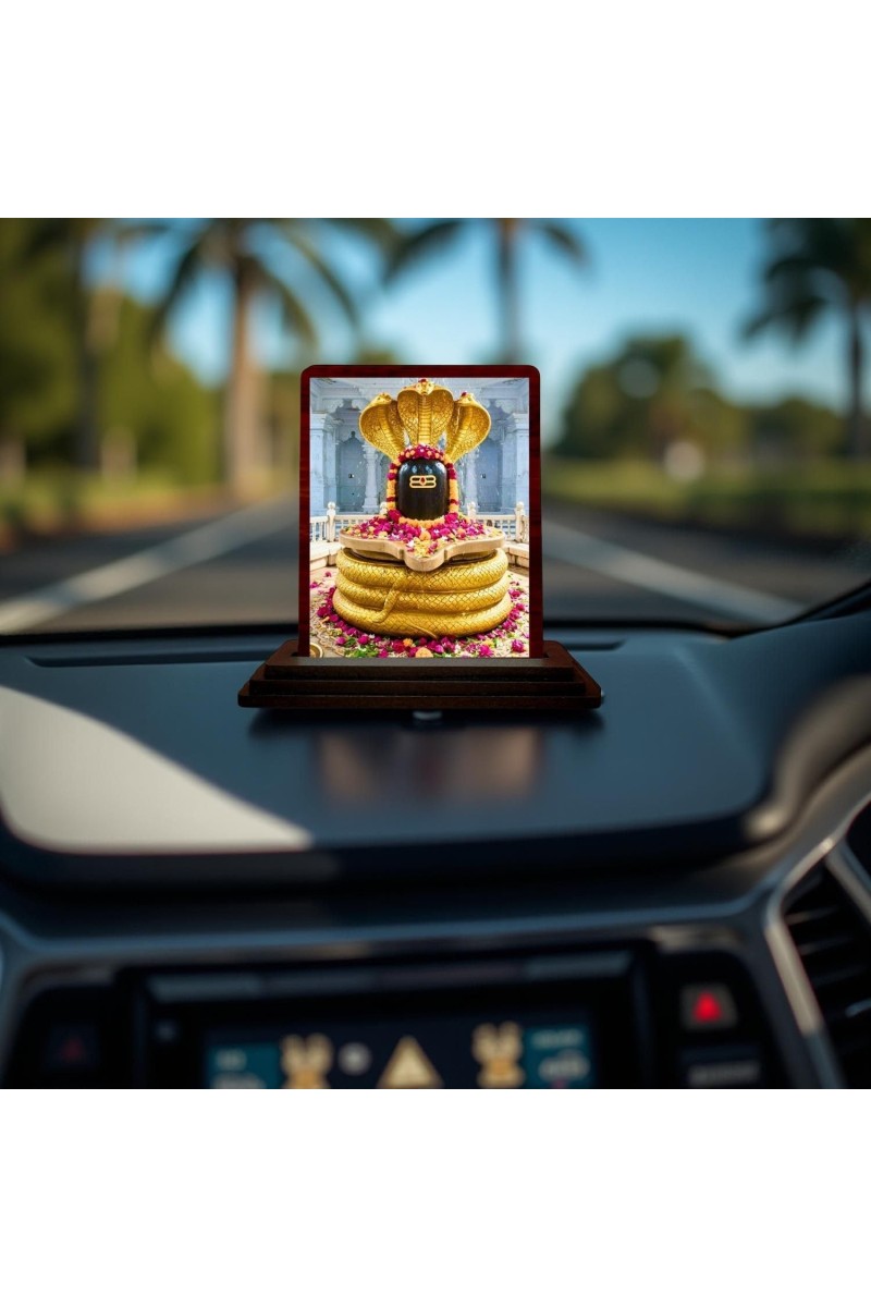 Car Desk/Table Top Jyothirlingam Wooden Photo Stand 3x4 Inches, Compact & Stylish Spiritual Display For Car, Home & Office (Pack Of 1) (F14472)