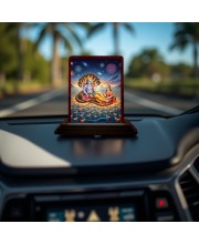Car Desk/Table Top Lord Vishnu And Lakshmi Wooden Photo Stand 3x4 Inches, Compact & Stylish Spiritual Display For Car, Home & Office (Pack Of 1) (F14303)