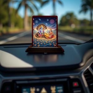 Car Desk/Table Top Lord Vishnu And Lakshmi Wooden Photo Stand 3x4 Inches, Compact & Stylish Spiritual Display For Car, Home & Office (Pack Of 1) (F14303) Car Desk/Table Top Lord Vishnu And Lakshmi Wooden Photo Stand 3x4 Inches, Compact & Stylish Spiritual Display For Car, Home & Office (Pack Of 1) (F14303)