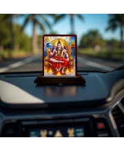 Car Desk/Table Top Lord Shiva Wooden Photo Stand 3x4 Inches, Compact & Stylish Spiritual Display For Car, Home & Office (Pack Of 1) (F14146)