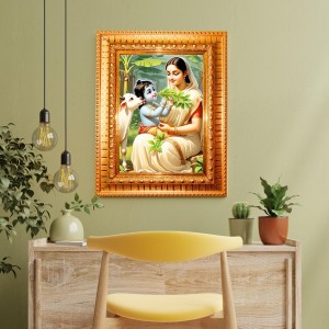 Yasoda And Krishna Golden Designer Photo Frame | 10x14 Inch Religious Wall Hanging Frame For Home & Office Decoration | Hindu Deity Spiritual Gift Item Yasoda And Krishna Golden Designer Photo Frame | 10x14 Inch Religious Wall Hanging Frame For Home & Office Decoration | Hindu Deity Spiritual Gift Item