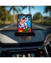 Car Desk/Table Top Lord Rama And Hanuman Wooden Photo Stand 3x4 Inches, Compact & Stylish Spiritual Display For Car, Home & Office (Pack Of 1) (F14136)