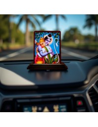 Car Desk/Table Top Lord Rama And Hanuman Wooden Photo Stand 3x4 Inches, Compact & Stylish Spiritual Display For Car, Home & Office (Pack Of 1) (F14136)