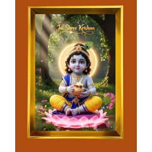 Jai Shree Krishna Golden Photo Frame - 16x20 Inches | Elegant Wooden Frame For Home, Office & Temple Decoration | Spiritual Wall & Table Decor And Gift Item (F9813) Jai Shree Krishna Golden Photo Frame - 16x20 Inches | Elegant Wooden Frame For Home, Office & Temple Decoration | Spiritual Wall & Table Decor And Gift Item (F9813)
