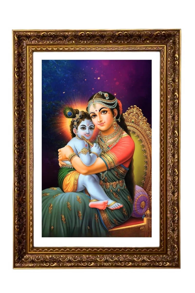 Bal Krishna With Maa Yashoda Big Photo Frame - 20x28 Inches For Home,Temple & Office Decoration (F11273)