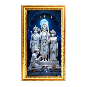 Shree Ram,Lakhsmi,Lakhsman And Hanuman Digital Golden Color Photo Frame | Hindu Religious Wall Decor | 8x15 Inches - Inspirational Wall Art For Office, Home Decor - Ideal Spiritual Gift (F10285)