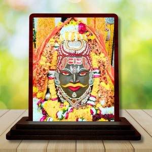 Car Desk/Table Top Mahakaleshwar Jyotirlinga Wooden Photo Stand 3x4 Inches, Compact & Stylish Spiritual Display For Car, Home & Office (Pack Of 1) (F14438)