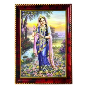 Radha Rani Ji Photo Frame For Wall & Table | 7x9 Inch Golden Cherry Finish | Decorative Radha Rani Ji Photo Frame For Home, Office & Pooja Room (F11644)