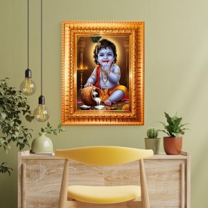 Lord Baby Krishna Golden Designer Photo Frame | 10x14 Inch Religious Wall Hanging Frame For Home & Office Decoration | Hindu Deity Lord Baby Krishna Spiritual Gift Item Lord Baby Krishna Golden Designer Photo Frame | 10x14 Inch Religious Wall Hanging Frame For Home & Office Decoration | Hindu Deity Lord Baby Krishna Spiritual Gift Item