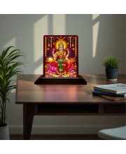 Car Desk/Table Top Maa Laxmi Wooden Photo Stand 3x4 Inches, Compact & Stylish Spiritual Display For Car, Home & Office (Pack Of 1) (F15056)
