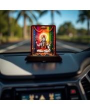 Car Desk/Table Top Lord Shiva Wooden Photo Stand 3x4 Inches, Compact & Stylish Spiritual Display For Car, Home & Office (Pack Of 1) (F14311)