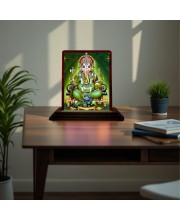 Car Desk/Table Top Lord Ganesha Wooden Photo Stand 3x4 Inches, Compact & Stylish Spiritual Display For Car, Home & Office (Pack Of 1) (F15077)