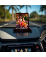 Car Desk/Table Top Lord Rama Sita Wooden Photo Stand 3x4 Inches, Compact & Stylish Spiritual Display For Car, Home & Office (Pack Of 1) (F14352)